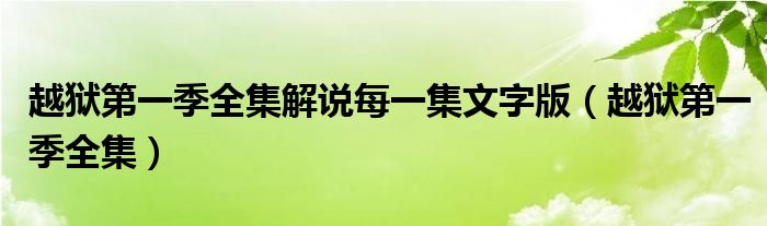 越狱第一季全集解说每一集文字版（越狱第一季全集）