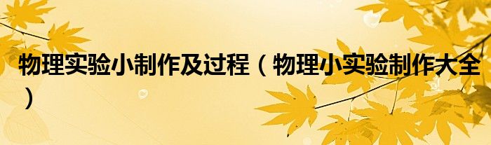 物理实验小制作及过程（物理小实验制作大全）