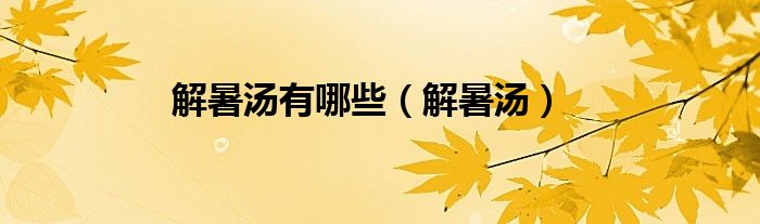 解暑汤有哪些（解暑汤）
