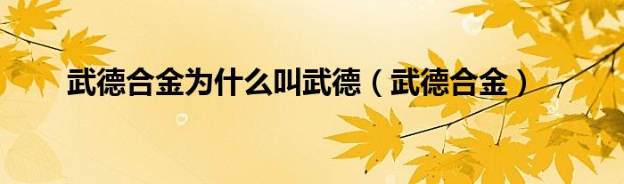 武德合金为什么叫武德（武德合金）