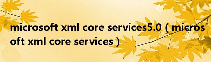 microsoft xml core services5.0（microsoft xml core services）