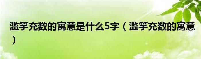 滥竽充数的寓意是什么5字（滥竽充数的寓意）