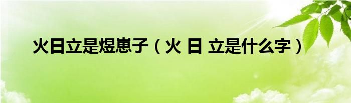 火日立是煜崽子（火 日 立是什么字）