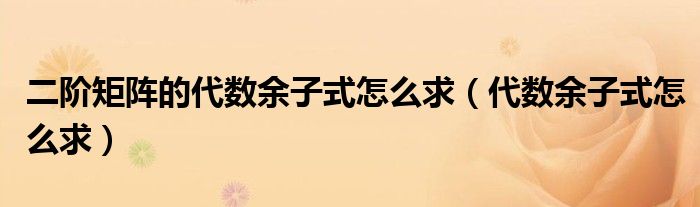 二阶矩阵的代数余子式怎么求（代数余子式怎么求）