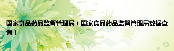 国家食品药品监督管理局（国家食品药品监督管理局数据查询）