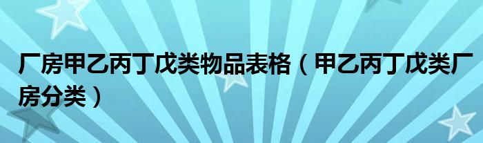 厂房甲乙丙丁戊类物品表格（甲乙丙丁戊类厂房分类）
