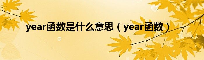 year函数是什么意思（year函数）