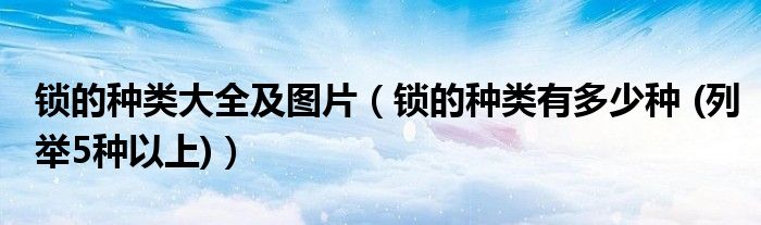 锁的种类大全及图片（锁的种类有多少种 (列举5种以上)）