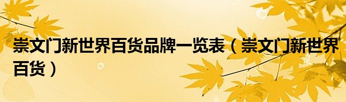 崇文门新世界百货品牌一览表（崇文门新世界百货）
