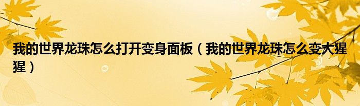 我的世界龙珠怎么打开变身面板（我的世界龙珠怎么变大猩猩）