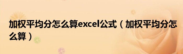 加权平均分怎么算excel公式（加权平均分怎么算）