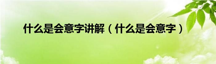 什么是会意字讲解（什么是会意字）