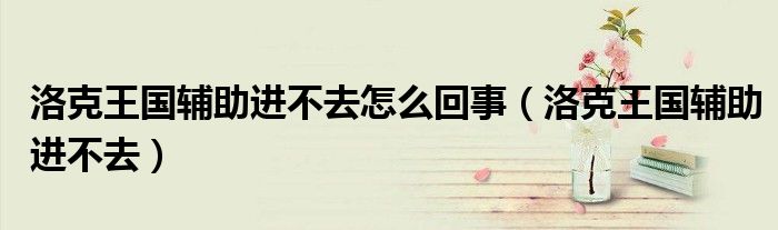 洛克王国辅助进不去怎么回事（洛克王国辅助进不去）