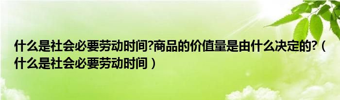什么是社会必要劳动时间?商品的价值量是由什么决定的?（什么是社会必要劳动时间）