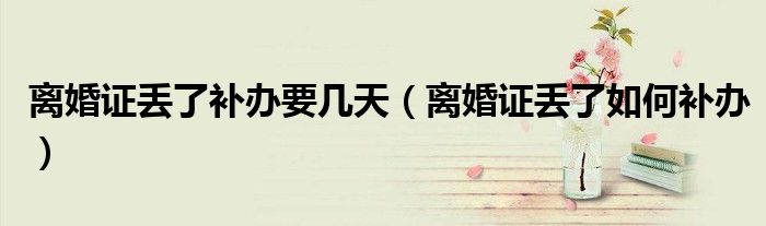 离婚证丢了补办要几天（离婚证丢了如何补办）