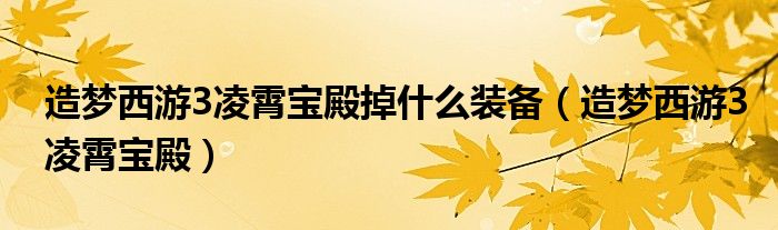 造梦西游3凌霄宝殿掉什么装备（造梦西游3凌霄宝殿）