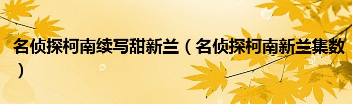 名侦探柯南续写甜新兰（名侦探柯南新兰集数）