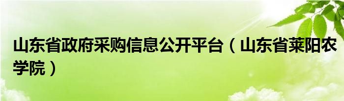 山东省政府采购信息公开平台（山东省莱阳农学院）