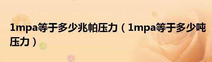 1mpa等于多少兆帕压力（1mpa等于多少吨压力）