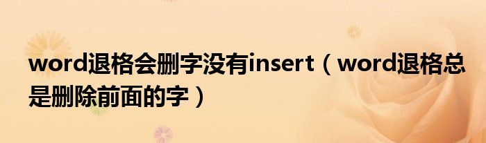 word退格会删字没有insert（word退格总是删除前面的字）