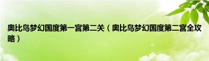 奥比岛梦幻国度第一宫第二关（奥比岛梦幻国度第二宫全攻略）