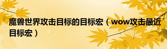 魔兽世界攻击目标的目标宏（wow攻击最近目标宏）