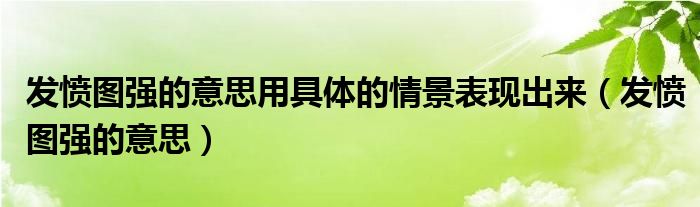 发愤图强的意思用具体的情景表现出来（发愤图强的意思）