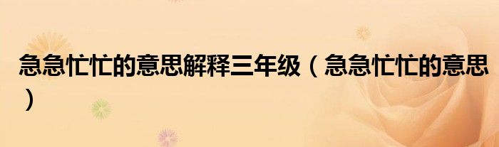 急急忙忙的意思解释三年级（急急忙忙的意思）