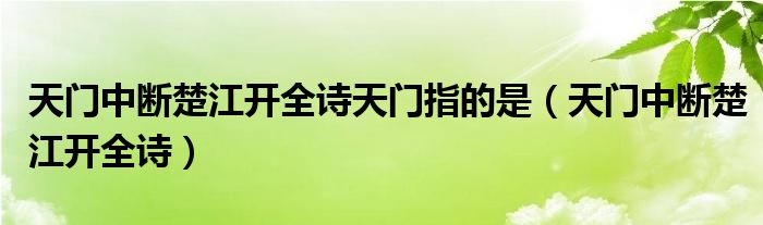 天门中断楚江开全诗天门指的是（天门中断楚江开全诗）