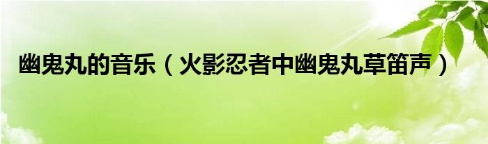 幽鬼丸的音乐（火影忍者中幽鬼丸草笛声）