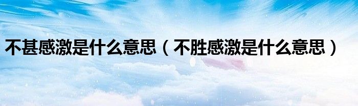不甚感激是什么意思（不胜感激是什么意思）