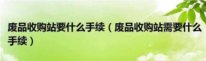 废品收购站要什么手续（废品收购站需要什么手续）