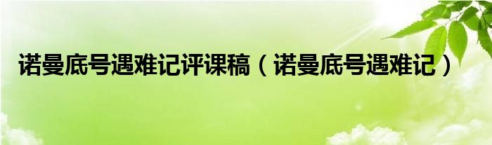 诺曼底号遇难记评课稿（诺曼底号遇难记）