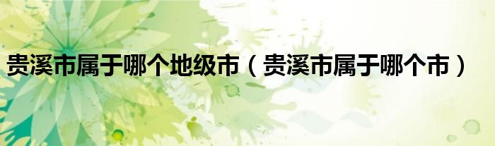 贵溪市属于哪个地级市（贵溪市属于哪个市）