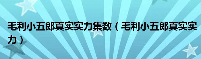 毛利小五郎真实实力集数（毛利小五郎真实实力）