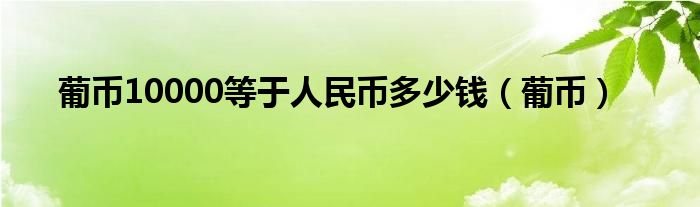 葡币10000等于人民币多少钱（葡币）
