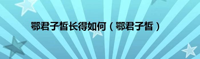 鄂君子皙长得如何（鄂君子皙）