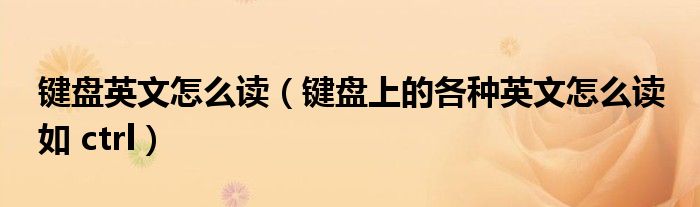 键盘英文怎么读（键盘上的各种英文怎么读 如 ctrl）