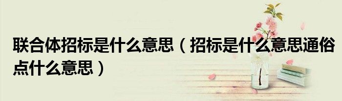 联合体招标是什么意思（招标是什么意思通俗点什么意思）