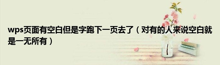 wps页面有空白但是字跑下一页去了（对有的人来说空白就是一无所有）