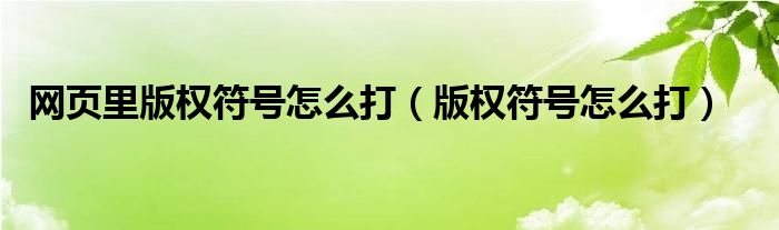网页里版权符号怎么打（版权符号怎么打）