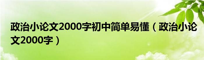 政治小论文2000字初中简单易懂（政治小论文2000字）