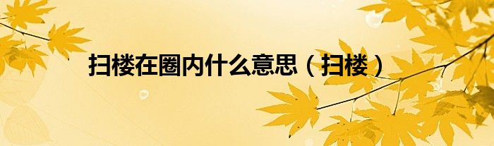 扫楼在圈内什么意思（扫楼）