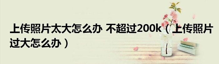 上传照片太大怎么办 不超过200k（上传照片过大怎么办）