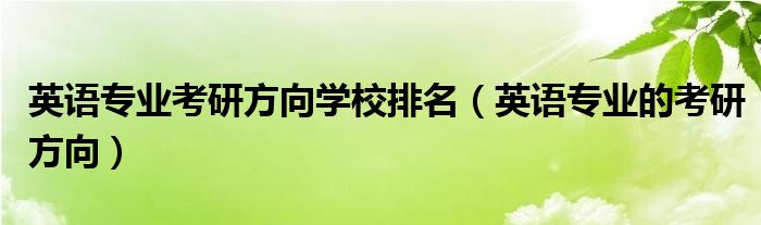 英语专业考研方向学校排名（英语专业的考研方向）