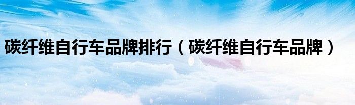 碳纤维自行车品牌排行（碳纤维自行车品牌）