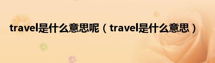 travel是什么意思呢（travel是什么意思）