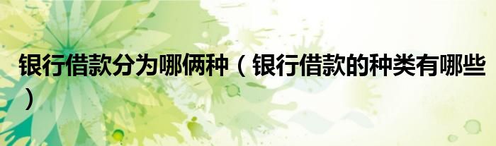 银行借款分为哪俩种（银行借款的种类有哪些）