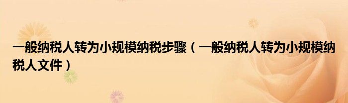 一般纳税人转为小规模纳税步骤（一般纳税人转为小规模纳税人文件）