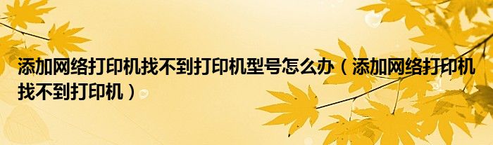 添加网络打印机找不到打印机型号怎么办（添加网络打印机找不到打印机）